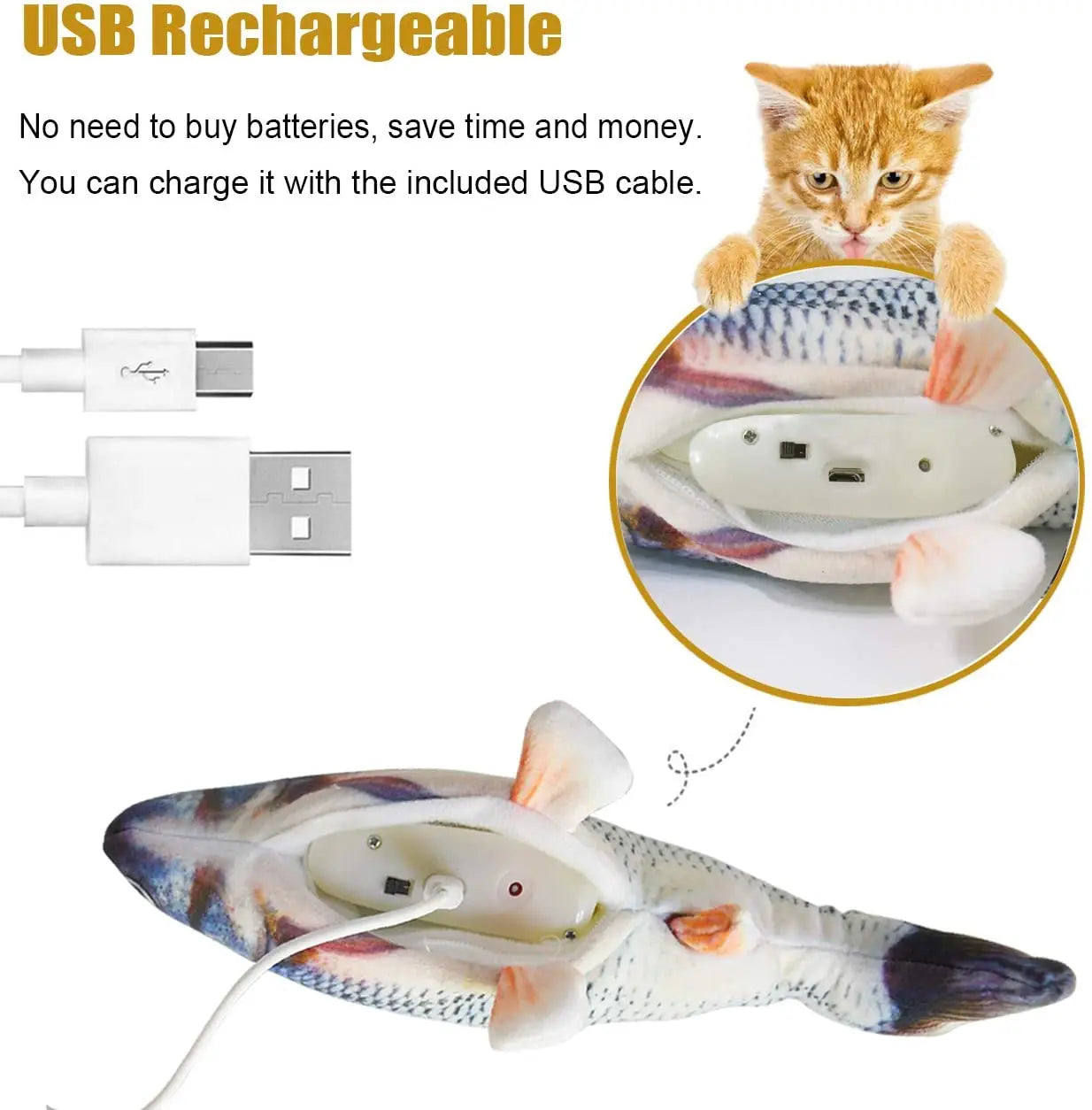 Cat Toy 3D Fish USB Electric Charging Simulation Fish Catnip Cat Pet Chew Bite Interactive Cat Toys Dog Playing Toy Gift For Pet