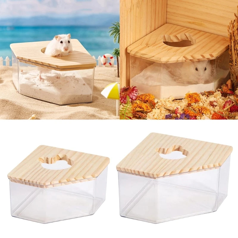 Hamster Sand Bath Container Squirrel Small Animal Sand Bath Shower Room Transparent Sand Bath Box Gerbils Habitat Décor