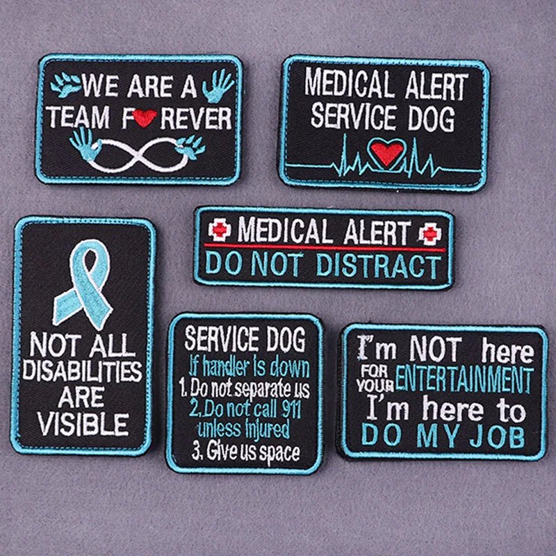 Medical Alert Sewing Patches For Clothing Badges Logo Medical Hook And Loop Patches Hook Loop Service Dog Sew Patch On Clothes