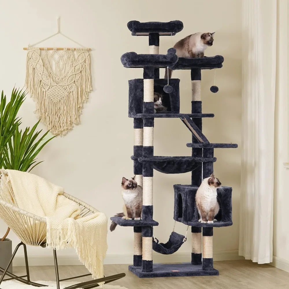 Heybly Cat Tree, 73 inches Tall Cat Tower for Large Cats 20 lbs Heavy Duty for Indoor Cats,Big Cat Furniture Condo for with