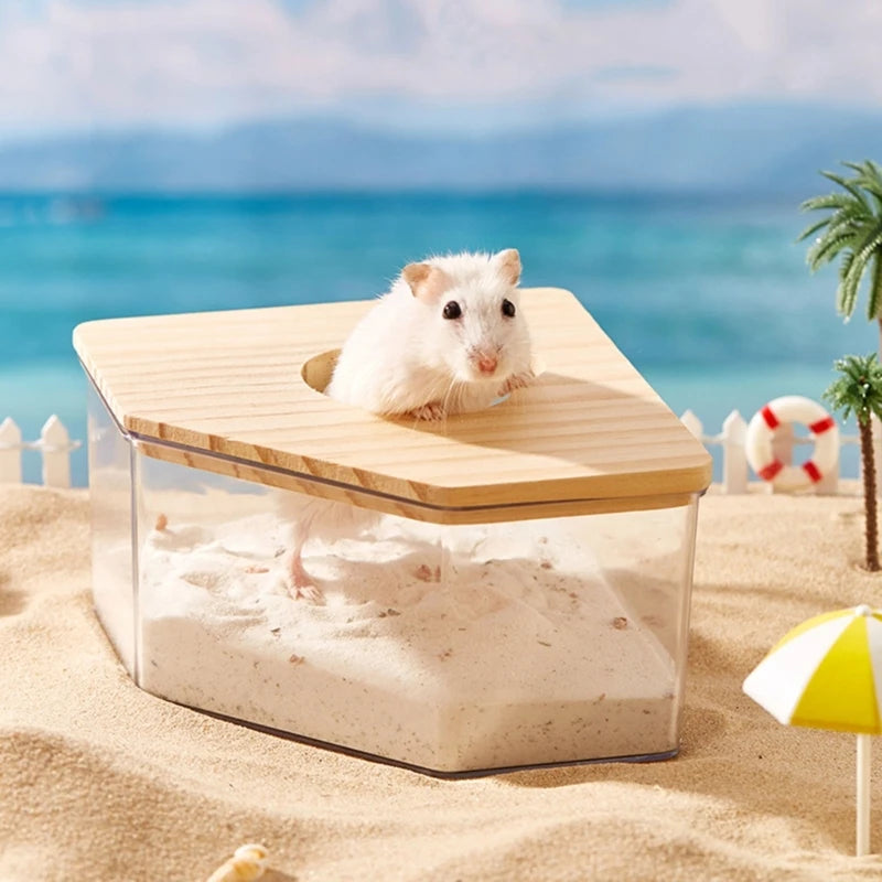 Hamster Sand Bath Container Squirrel Small Animal Sand Bath Shower Room Transparent Sand Bath Box Gerbils Habitat Décor