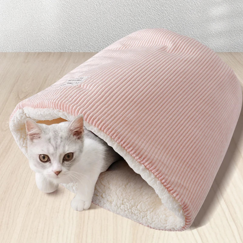 Winter Cat Bed Basket Plush Warm Puppy Kennel Nest Medium Small Dogs Thicken Sleeping Bag Soft Comfortable Pet Kitten Cave House