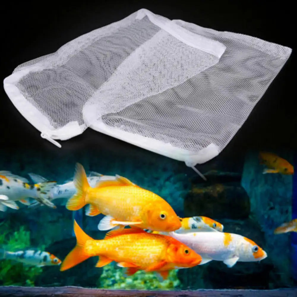 Aquarium Filter Mesh Net Bag Fish Tank Pond Filtration Media Zippered Pouch Aquatic Pet Fish Supplies