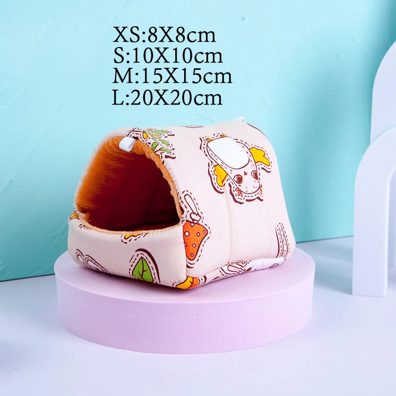 Winter Hamster House Small Animals Warm Mini Cage Chinchilla Rat House Guinea Pig Squirrel Rodent Sleeping Bed Accessories