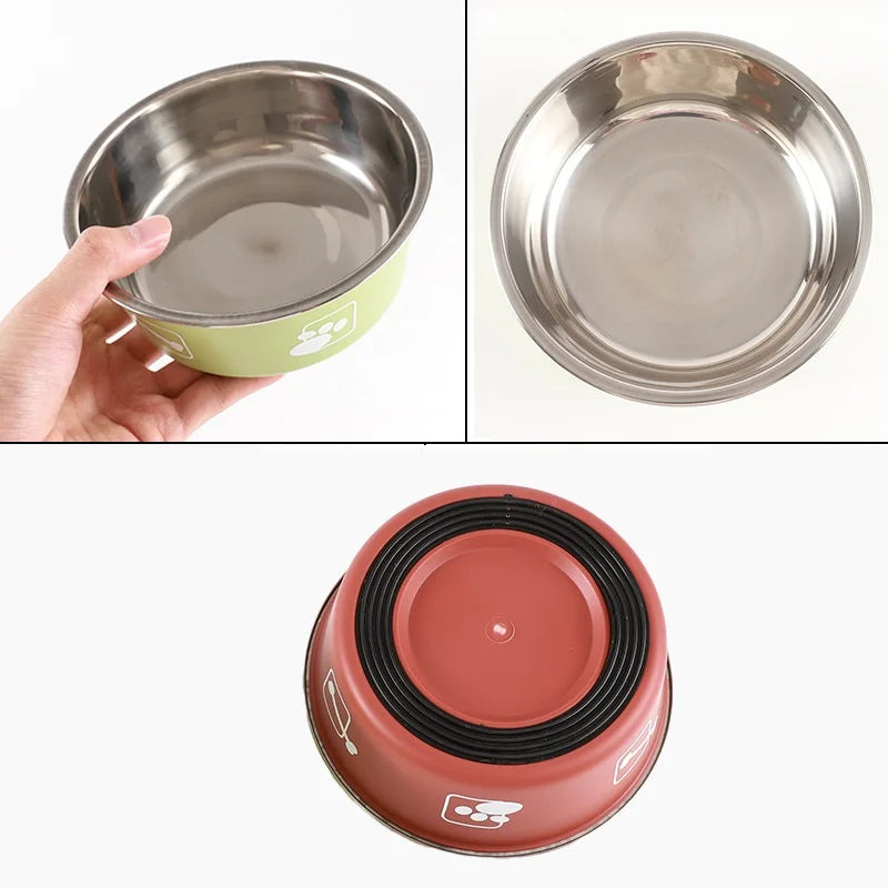 Non-slip Dog Bowls for Small Medium Large Dog Feeder Bowls Drinkers Stainless Steel High Capacity Pet Food Container Supplies