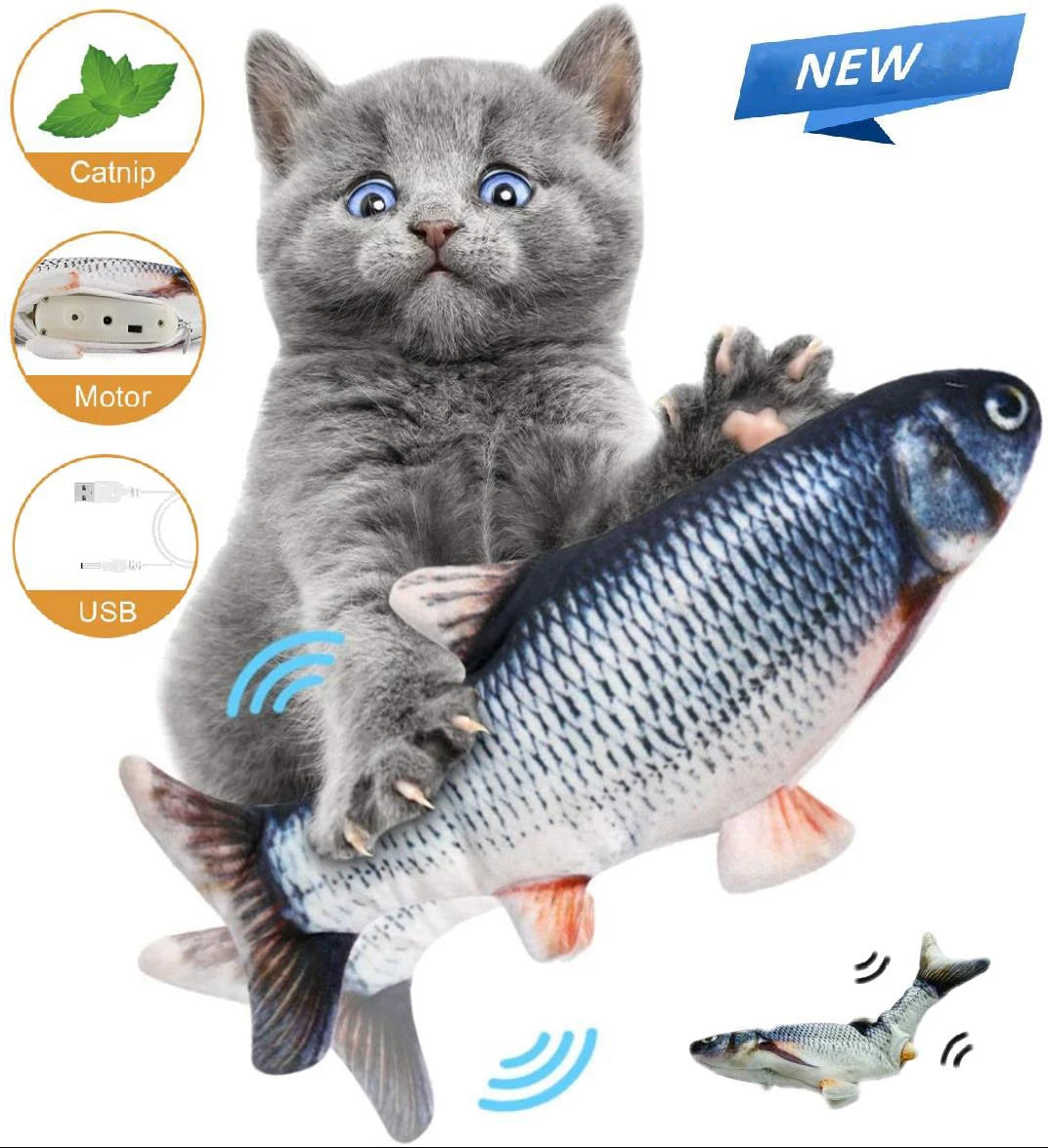 Cat Toy 3D Fish USB Electric Charging Simulation Fish Catnip Cat Pet Chew Bite Interactive Cat Toys Dog Playing Toy Gift For Pet