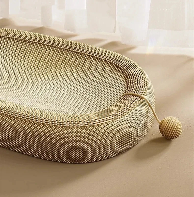 Cat Scratchers Board Weave Pet Bed Nest Oval Cat Scratching Pads Cat Scratching Board Cat Chew Bite Toy Household Pet Furniture