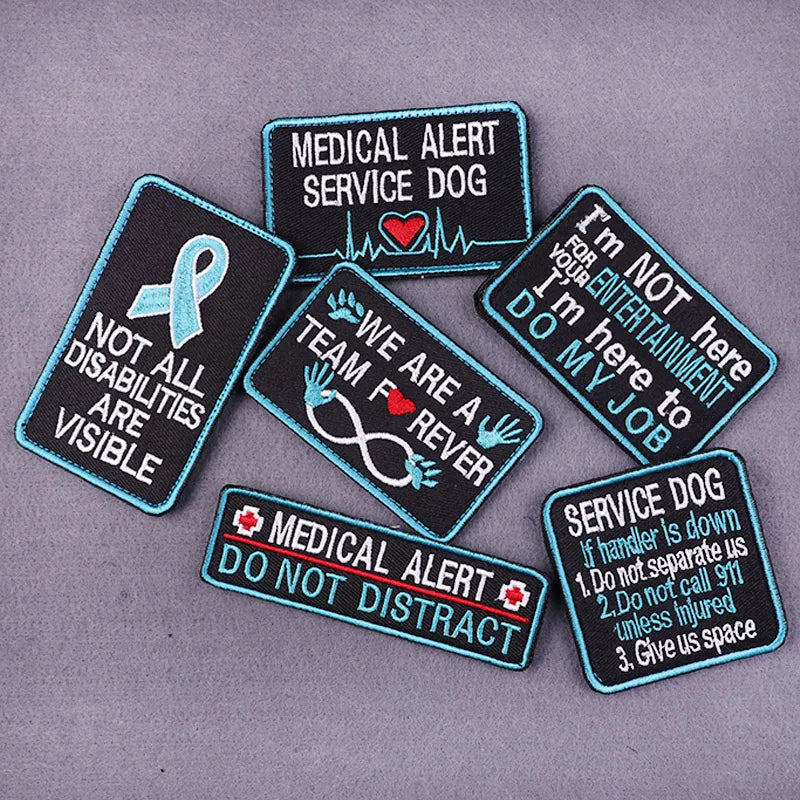 Medical Alert Sewing Patches For Clothing Badges Logo Medical Hook And Loop Patches Hook Loop Service Dog Sew Patch On Clothes