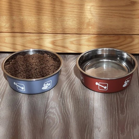 Non-slip Dog Bowls for Small Medium Large Dog Feeder Bowls Drinkers Stainless Steel High Capacity Pet Food Container Supplies