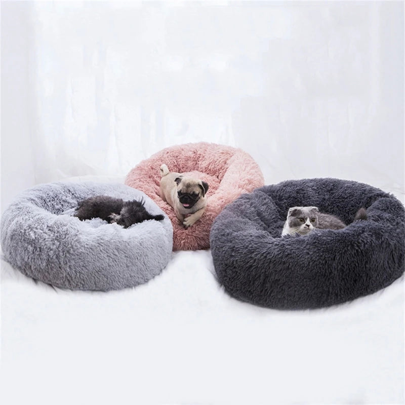 Soft Handmade Pet Bed for Cat or Small Dog Detachable Round Bed for Fall Winter Indoor Sleeping Furniture