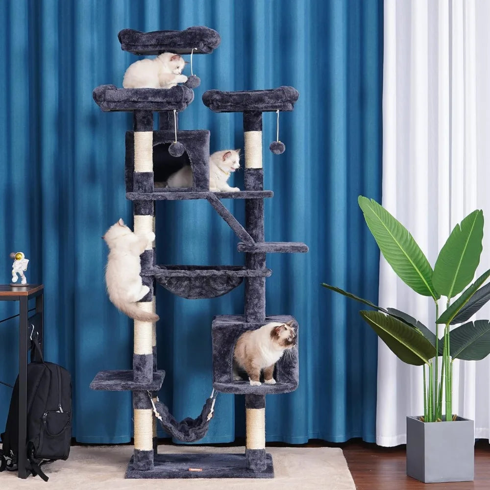 Heybly Cat Tree, 73 inches Tall Cat Tower for Large Cats 20 lbs Heavy Duty for Indoor Cats,Big Cat Furniture Condo for with