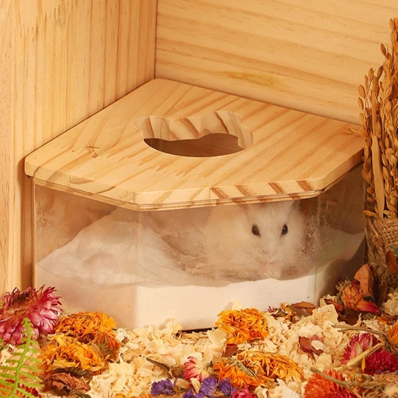 Hamster Sand Bath Container Squirrel Small Animal Sand Bath Shower Room Transparent Sand Bath Box Gerbils Habitat Décor