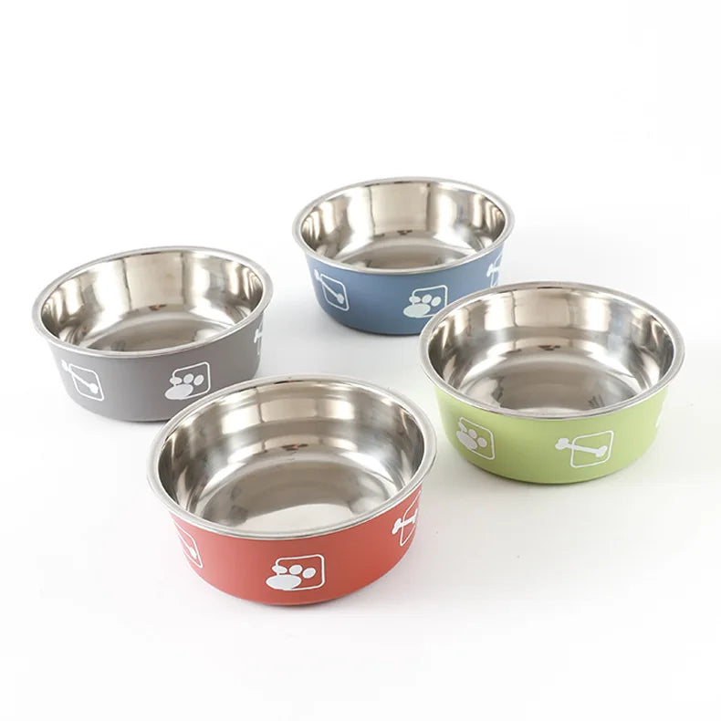 Non-slip Dog Bowls for Small Medium Large Dog Feeder Bowls Drinkers Stainless Steel High Capacity Pet Food Container Supplies